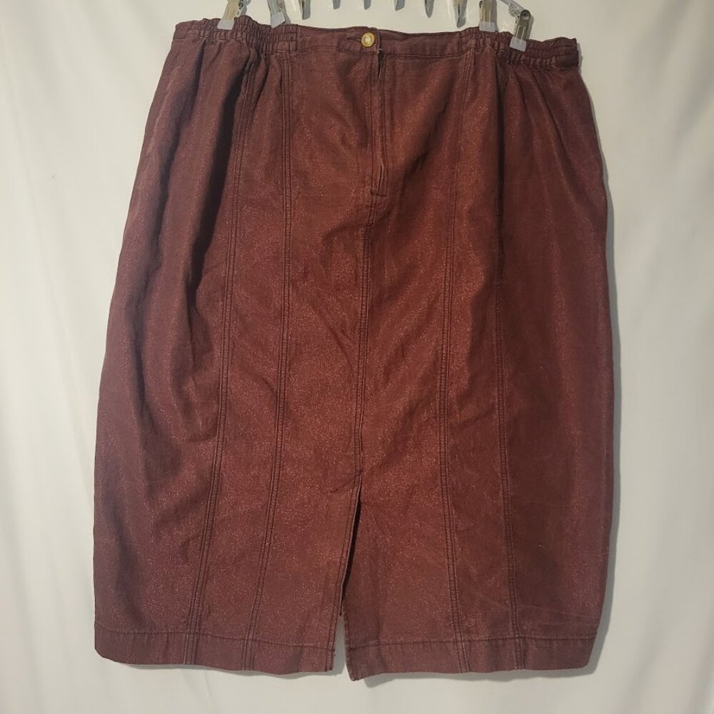Catherines Burgundy Sparkly Denim Skirt Size 3x PLUS